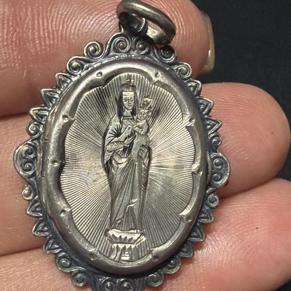 VTG Notre Dame de Sion Religious Medal Pendant Only -Virgin Mary Jesus Souvenir